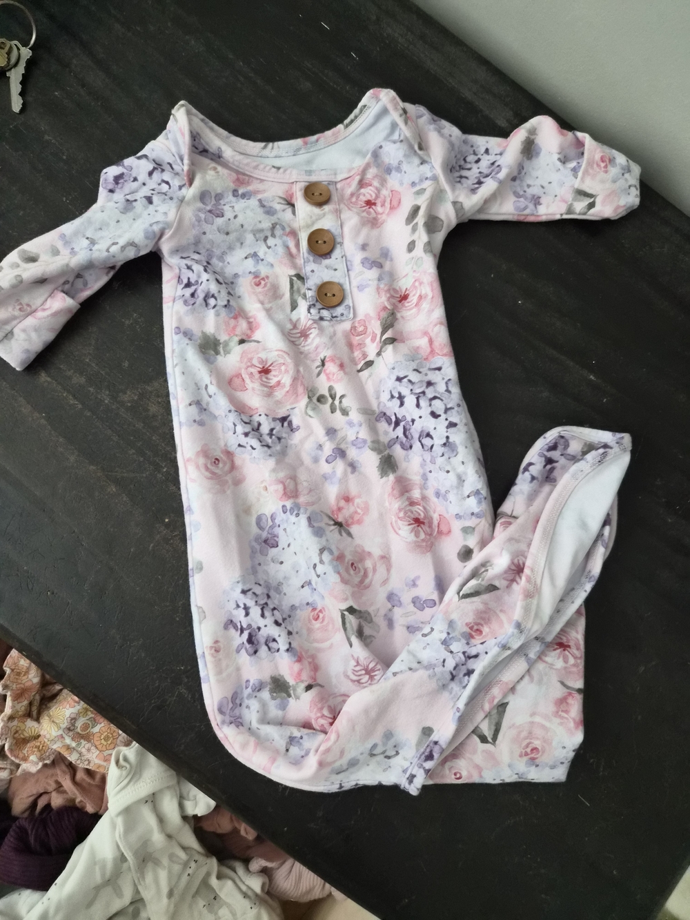Caden Lane Pink Floral Gown with Purple Accents